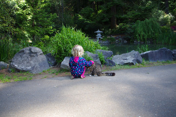 Curly Girl and Cat