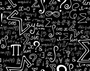 Vector math seamless texture with mathematical signs, symbols
