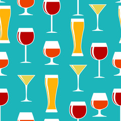 Alcoholic Glass Silhouette Seamless Pattern Background Vector Il