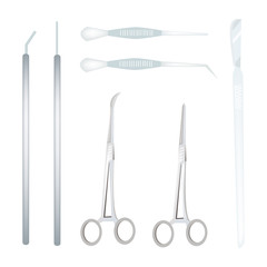 Collection of Surgical Instruments on White Background