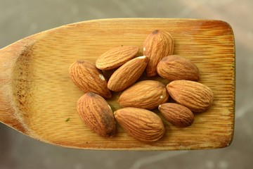 Almonds on spoon