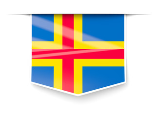 Fototapeta premium Square label with flag of aland islands