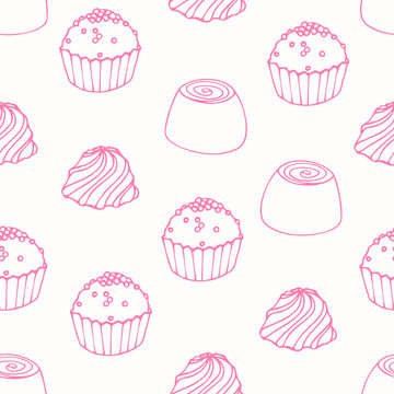 Seamless pattern with outline candies