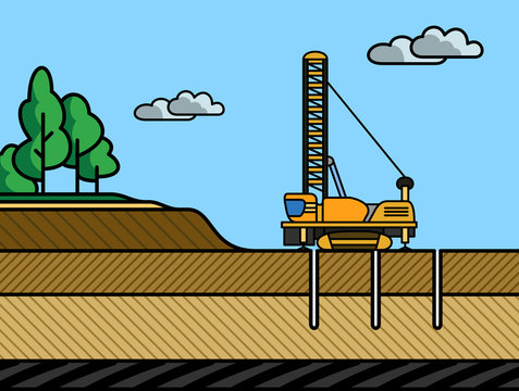 Mining rotary drill vector illustration