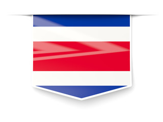 Square label with flag of costa rica