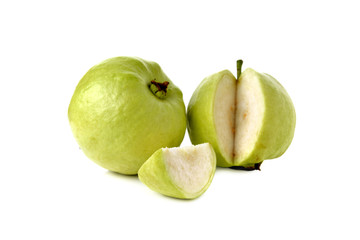 guava with stem on white background