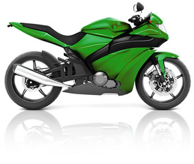 Motorcycle Motorbike Bike Riding Rider Contemporary Green Concep