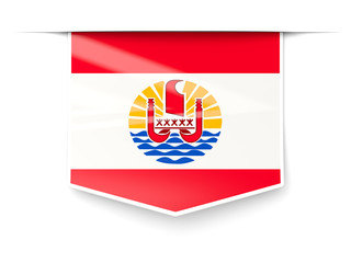 Square label with flag of french polynesia