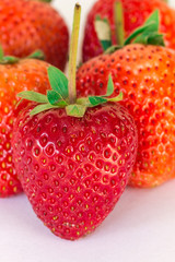 Close up Ripe strawberries on a white background