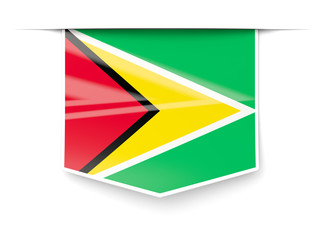 Square label with flag of guyana