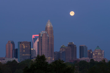 Moonset over Charlotte, NC