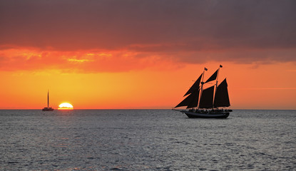 Key West sunset, with yachts on the background