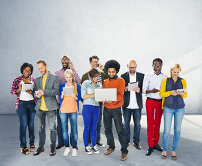 Naklejka premium Group Of People Using Digital Device Technology Concept
