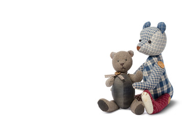 couple bear patchwork isolated on white background