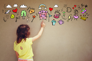 Photo of cute kid imagine princess or fairytale fantasy
