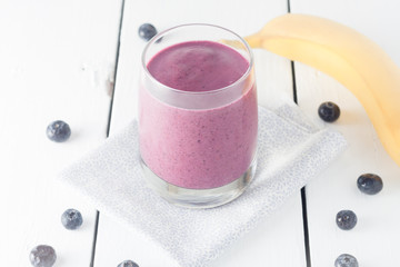 homemade banana and blueberry  smoothie