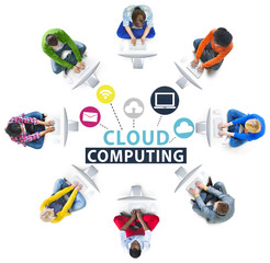 Naklejka premium Cloud Computing Network Online Internet Storage Concept