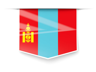 Naklejka premium Square label with flag of mongolia