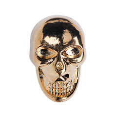 Golden skull buttons isolated on white background