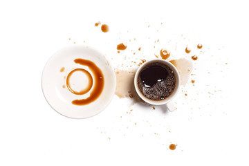 coffee spill stain accident white background