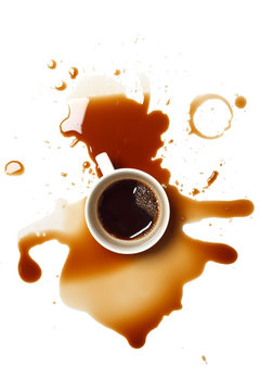 coffee spill stain accident white background