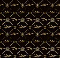 Seamless Background Pattern, steering wheel of ship