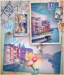Holidays in Venice,old fashioned postcards