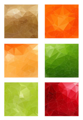 Six colored polygonal frames isolated in a white background.