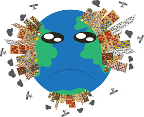 Obraz premium Save The Earth. Earth is destroyed by human society.