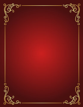Wedding invitation border in red and gold