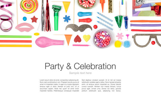 party and celebration elements on white background