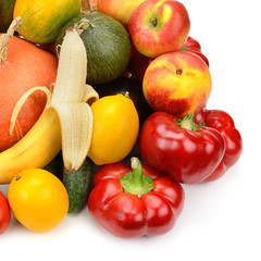 fruit and vegetable on white