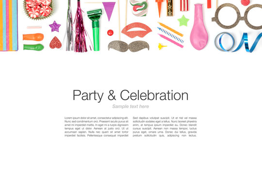 party and celebration elements on white background