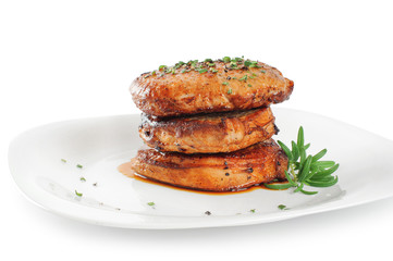 Steak with rosemary on a plate