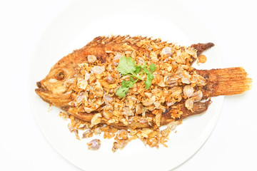 fired fish with garlic delicious thai food