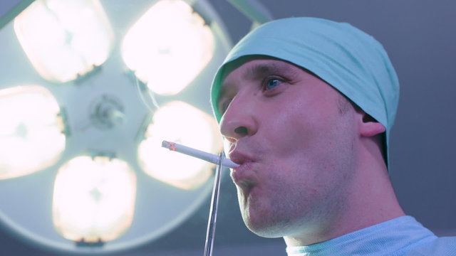 Doctor Smoking in Operating Room