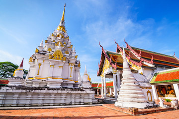 Naklejka premium Wat Phra Borommathat Chaiya Worawihan, an ancient temple at Chai