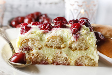 Cherry cake with lady finger biscuits