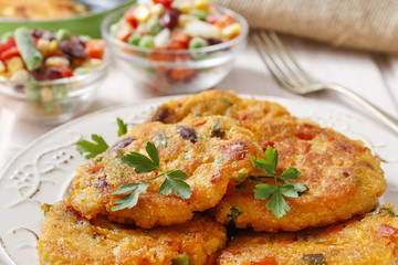 Potato pancakes with vegetables