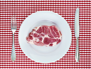 Fleisch Teller Besteck
