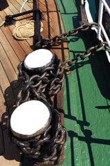 On the deck of a sailing ship