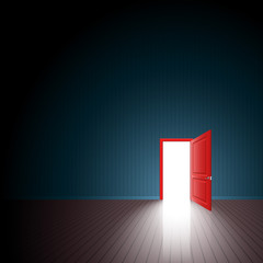 Red Door One Room Exit Light Open; Eps10