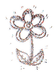 People in the shape of a flower.