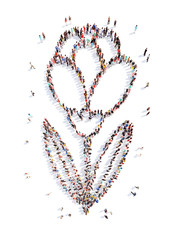 People in the shape of a flower.