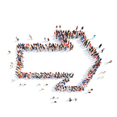 People in the form of arrows.