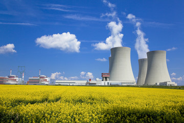 テメリンの原子力発電所と菜の花畑