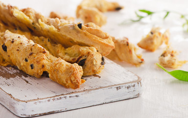 Fresh homemade Bread Sticks with  herbs