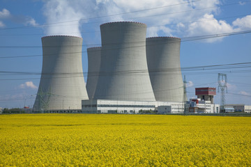 テメリンの原子力発電所と菜の花畑