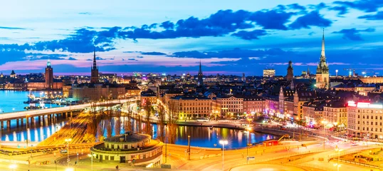 Zelfklevend Fotobehang Evening panorama of Stockholm, Sweden © Scanrail