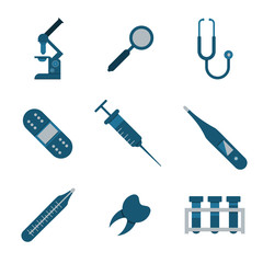 Medical and health icons set. Nine icons.